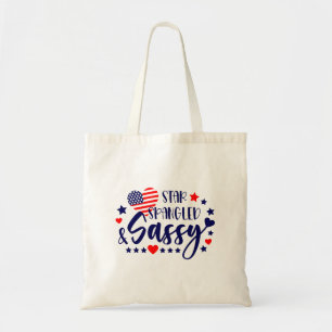 Star Spankled and Sassy American Flag Heart Tote Bag