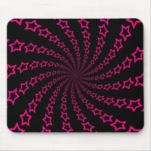 Star Spiral: Pink & Black: Custom Mousepad