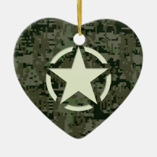 Star Stencil Digital Woodland Ceramic Tree Decoration