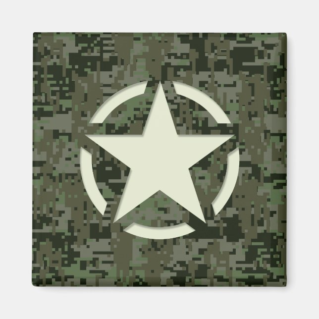 Star Stencil Digital Woodland Magnet (Front)
