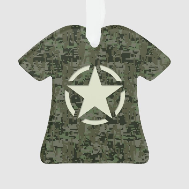 Star Stencil Digital Woodland Ornament (Front)