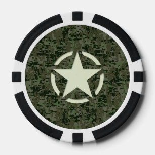 Star Stencil Digital Woodland Poker Chips