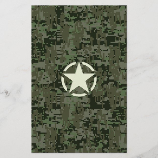Star Stencil Digital Woodland Stationery (Front)