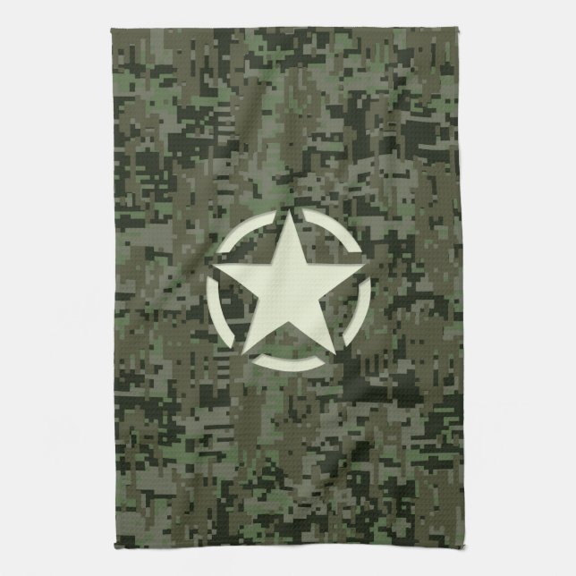 Star Stencil Digital Woodland Tea Towel (Vertical)