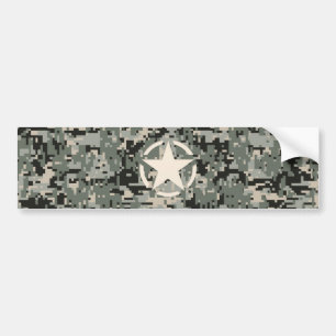Star Stencil on Digital Camouflage Bumper Sticker