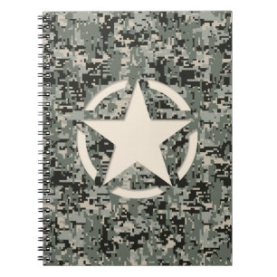 Star Stencil on Digital Camouflage Notebook