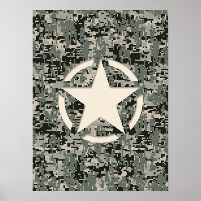 Star Stencil on Digital Camouflage Poster (Front)