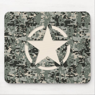 Star Stencil Style Khaki Digital Camouflage Mouse Mat