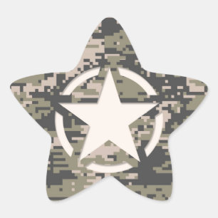 Star Stencil Tag Decal Style Khaki Camouflage