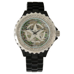Star Stencil Tag Style Decal on Camo Style Watch