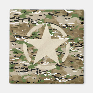 Star Stencil Vintage Camouflage Decor Magnet