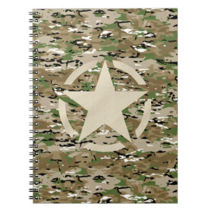Star Stencil Vintage Camouflage Decor Notebook
