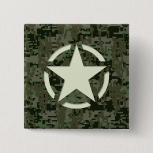 Star Stencil Vintage Decal Green Camouflage 15 Cm Square Badge