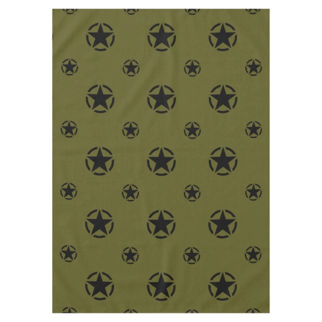 Star Stencil Vintage Decal on Camouflage Colour Tablecloth (Front)