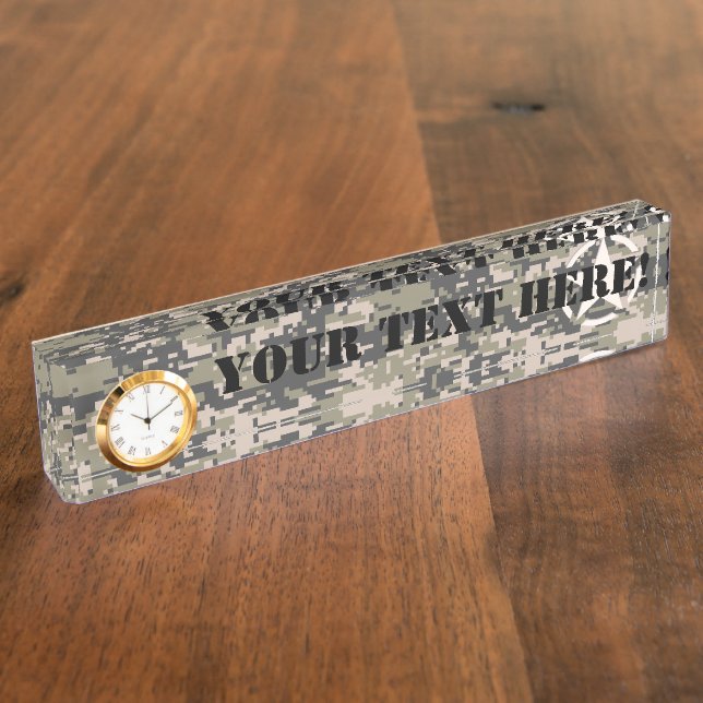 Star Stencil Vintage Digital Camo Personalise Nameplate (Side)