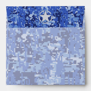 Star Stencil Vintage Navy Blue Digital Camo Envelope