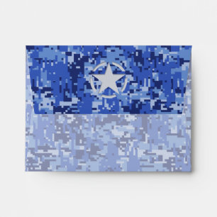 Star Stencil Vintage Navy Blue Digital Camo Envelope