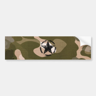 Star Stencil Vintage on Camouflage Bumper Sticker
