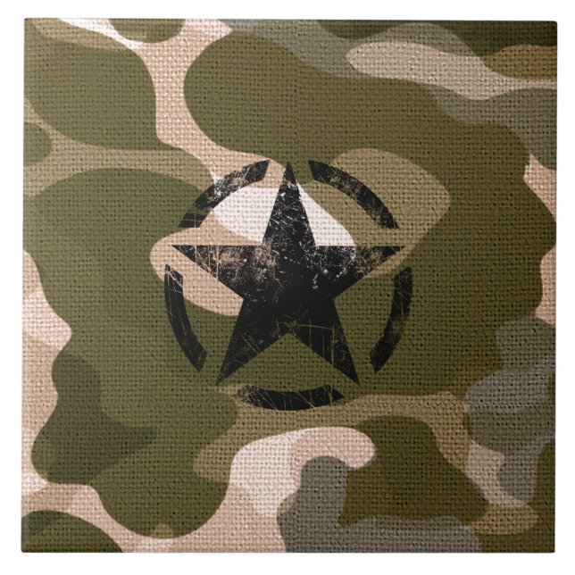 Star Stencil Vintage on Camouflage Tile (Front)