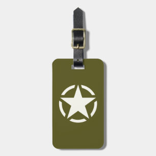 Star Stencil Vintage on Khaki Green Luggage Tag