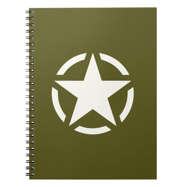 Star Stencil Vintage on Khaki Green Notebook (Front)