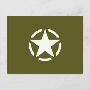 Star Stencil Vintage on Khaki Green Postcard