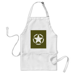 Star Stencil Vintage on Khaki Green Standard Apron