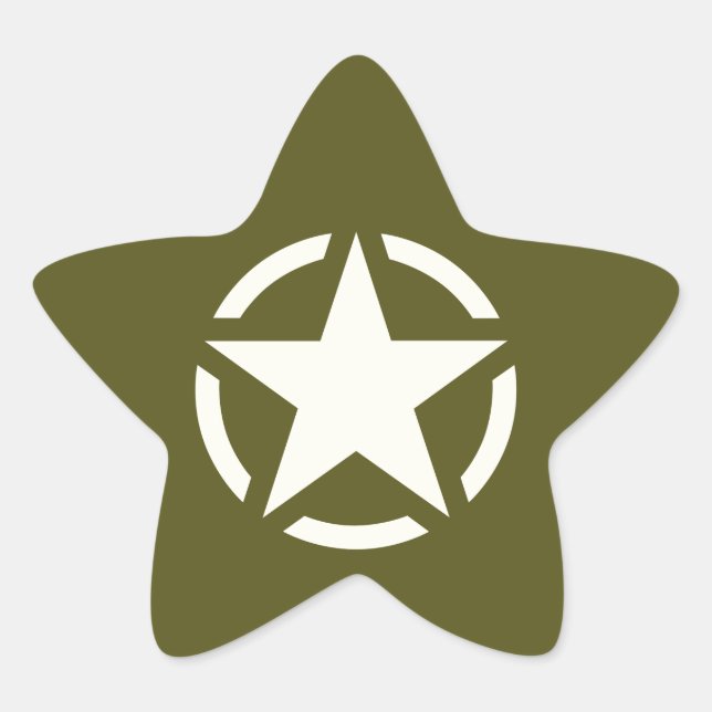 Star Stencil Vintage on Khaki Green Star Sticker (Front)