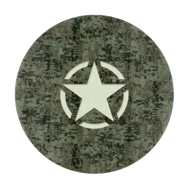 Star Stencil Vintage Symbol Digital Camouflage Cutting Board (Front)