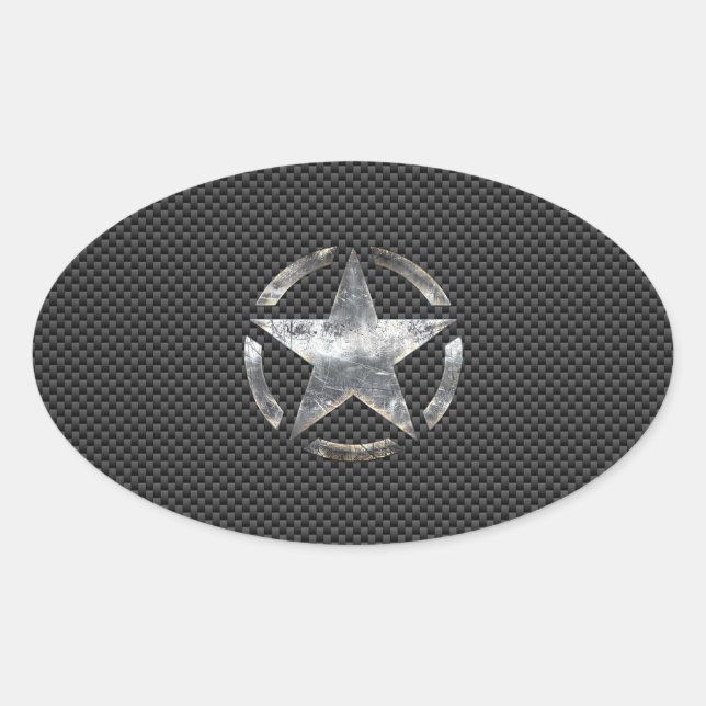 Star Stencil Vintage Tag Carbon Fibre Style (Front)