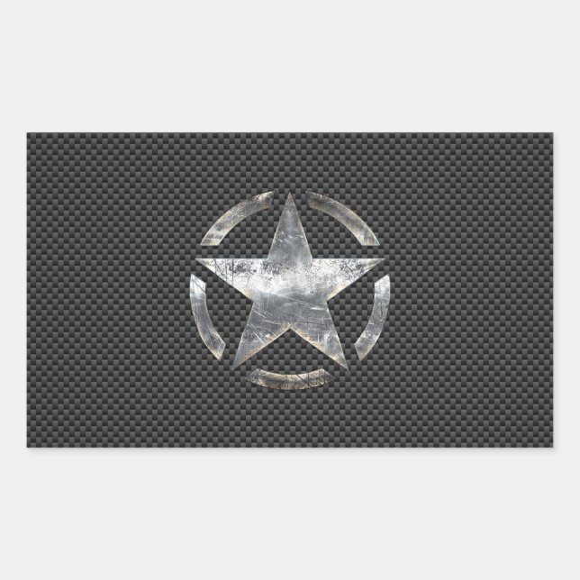 Star Stencil Vintage Tag Carbon Fibre Style (Front)
