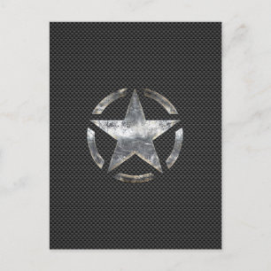 Star Stencil Vintage Tag Carbon Fibre Style Postcard