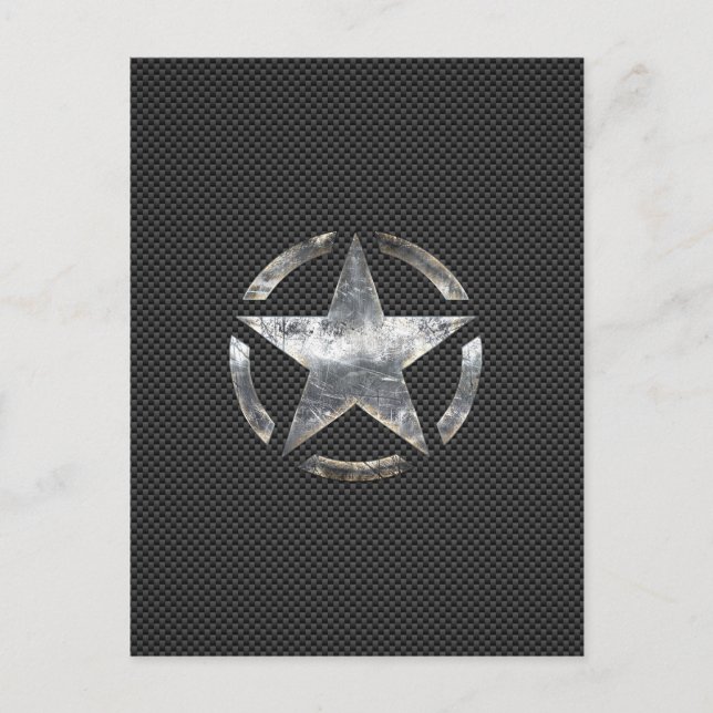 Star Stencil Vintage Tag Carbon Fibre Style Postcard (Front)