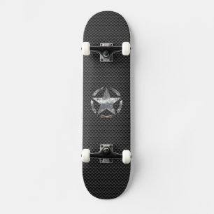 Star Stencil Vintage Tag Carbon Fibre Style Skateboard