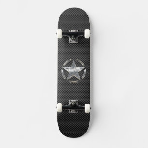 Star Stencil Vintage Tag Carbon Fibre Style Skateboard