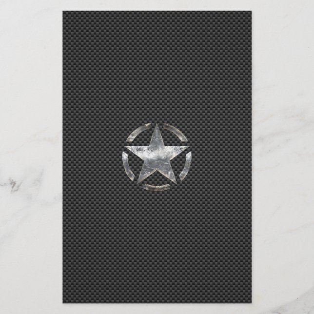 Star Stencil Vintage Tag Carbon Fibre Style Stationery (Front)