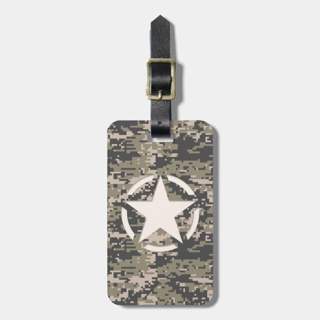 Star Stencil Vintage Tag Digital Khaki Style (Front Vertical)