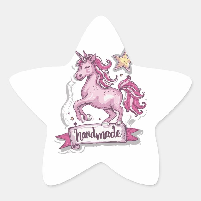 Star Stickers Unicorn and the inscription,,Handmad (Front)