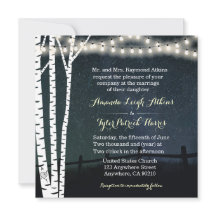 Star String Light Birch Tree Wedding Invitations