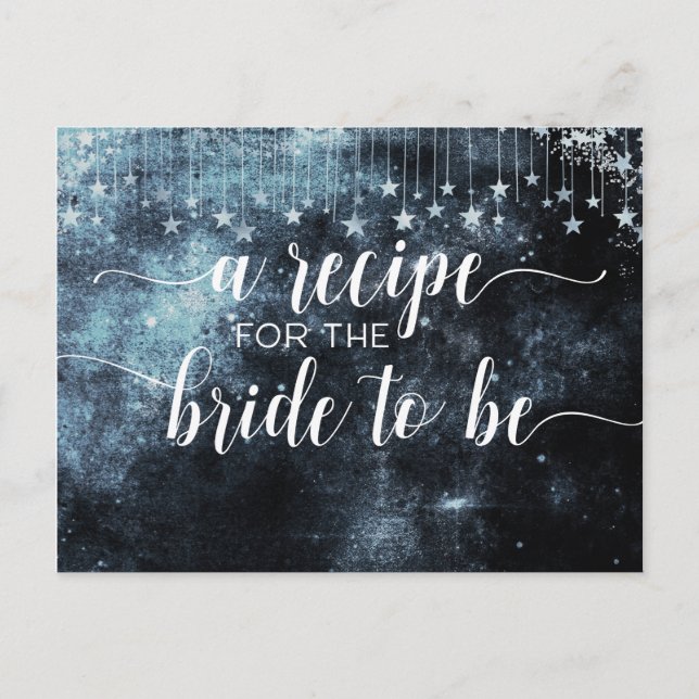 Star Struck Watercolor Celestial Bride Recipe Card (Front)