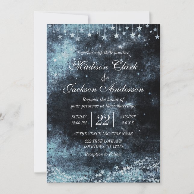Star Struck Watercolor Galaxy Wedding Invitation (Front)