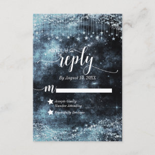Star Struck Watercolor Galaxy Wedding Reply RSVP Card