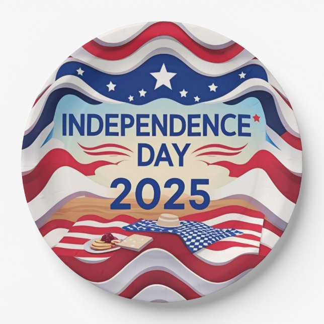 Star-Studded Independence Day Bowls Paper Plate (Front)