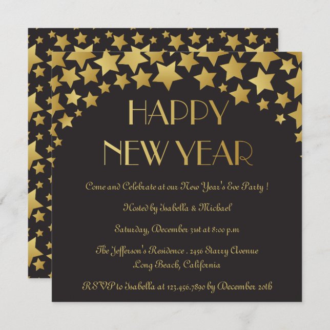 Star Studded New Years Eve Party Invitation (Front/Back)
