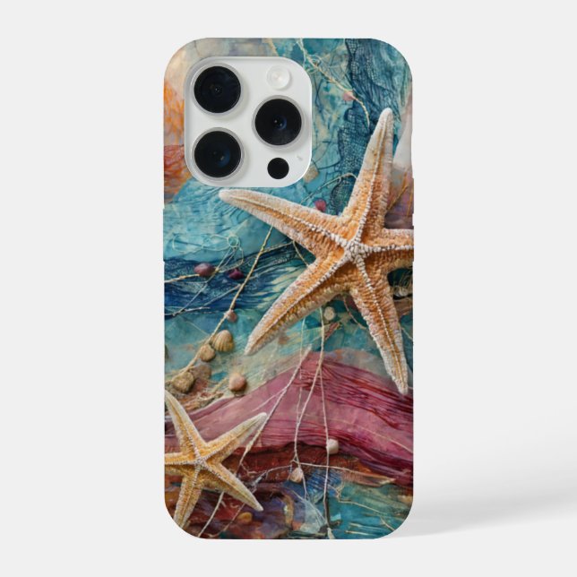 Star Studded Sand & Sea, Coastal Marine Life  iPhone Case (Back)