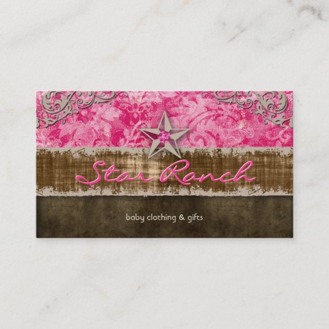 Star Suede Business Card Baby Pink H (Front)