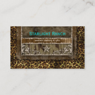 Star Suede Business Card Leopard Blue Brown H