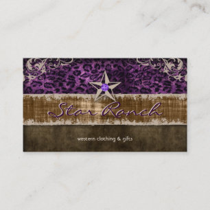 Star Suede Business Card Purple Leopard H
