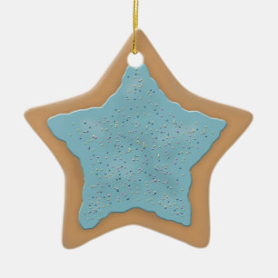 Star Sugar Cookie with Blue Icing Ceramic Tree Decoration