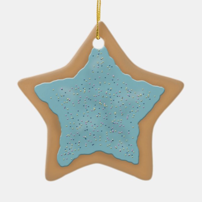 Star Sugar Cookie with Blue Icing Ceramic Tree Decoration (Front)